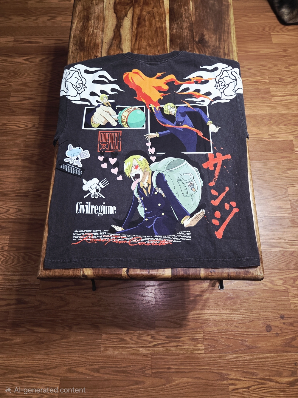 Civil Regime/One Piece Collab Men's  Black Graphic Tee